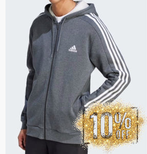 adidas Men's Essentials 3-Stripes Regular-Fit Full-Zip Fleece Hoodie
