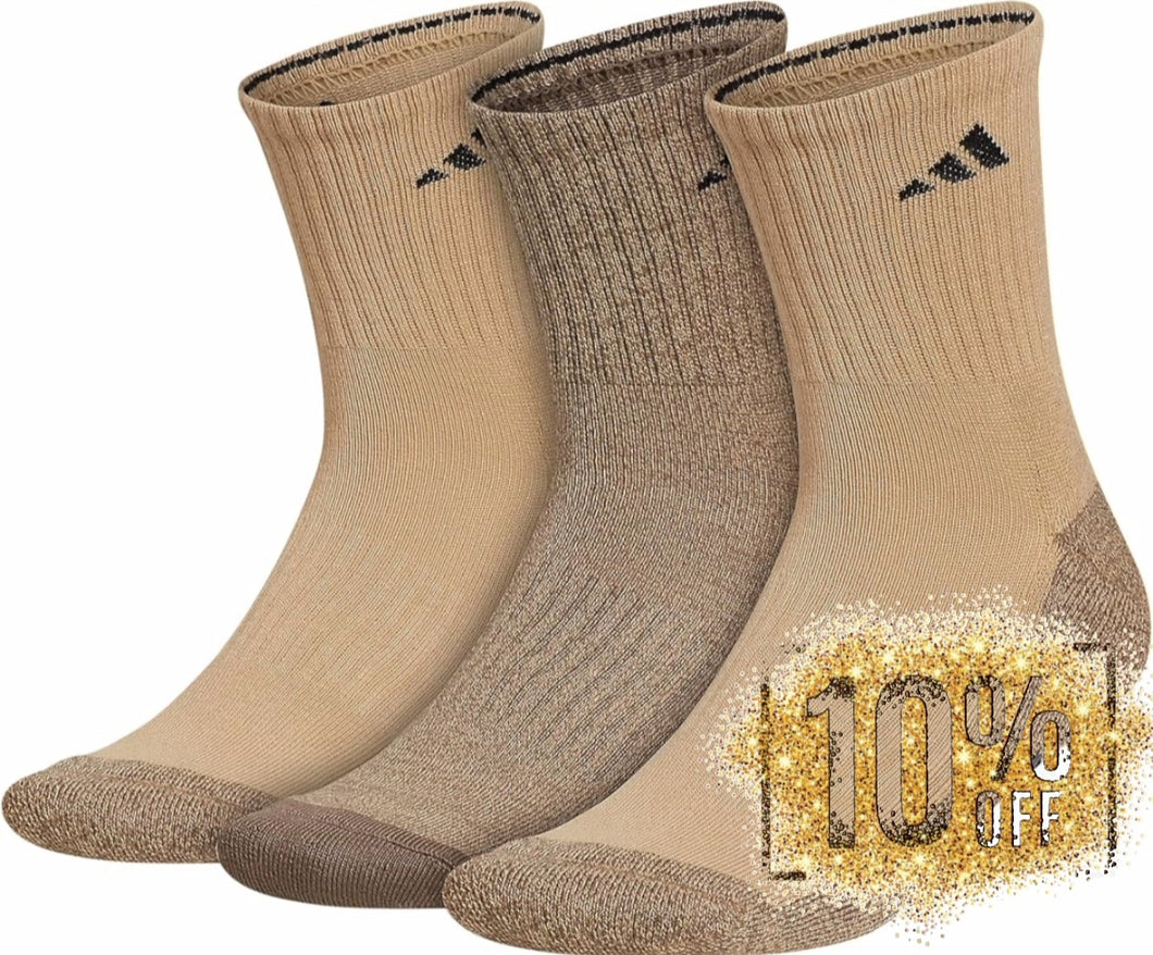 Adidas cushions socks 3 pack brown